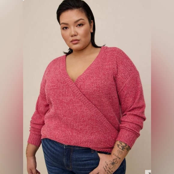 Torrid Brushed Waffle Surplice Drop Shoulder Top Casual Plus Size 2X - Picture 3 of 10